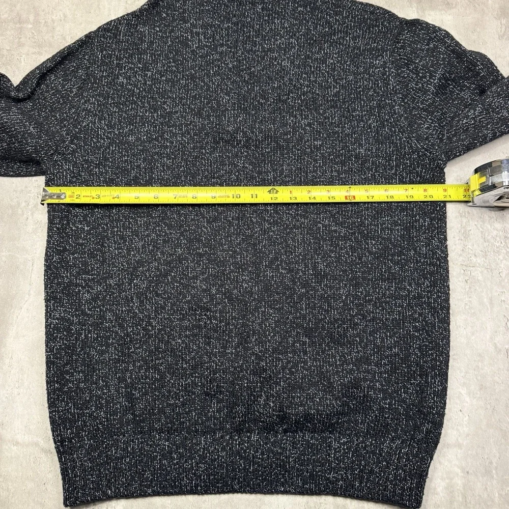 Chaps Ralph Lauren Speckled Black 1/4 Zip Knit Sweater Pullover Men's Medium